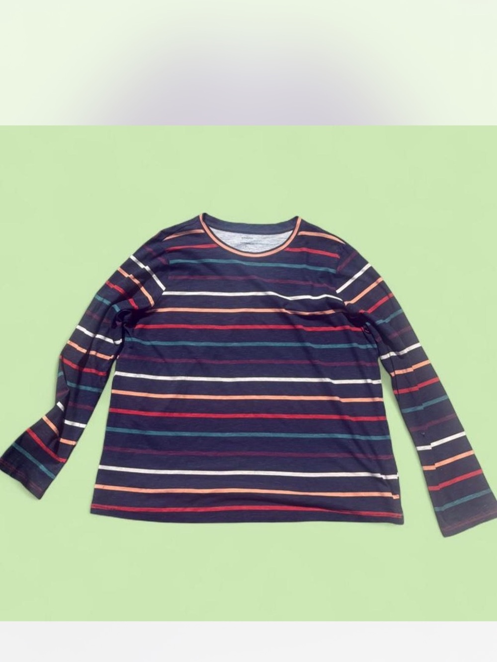 Navy Multi-Stripe Long Sleeve Womens Top